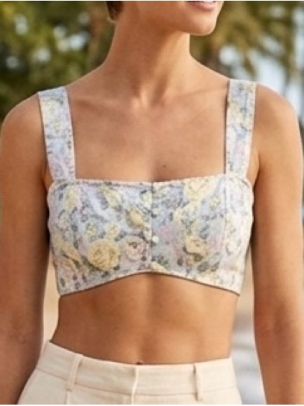 Reclaimed Vintage Pastel Light Blue Floral Bralette Crop Top. Boho, Beach Resort